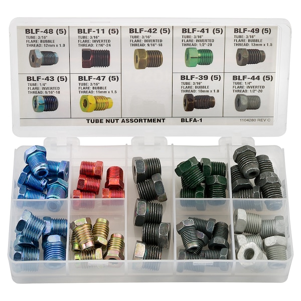 Ags Tube Nut Fitting Assortment, 9 SKU, BLFA1 BLFA1 Zoro